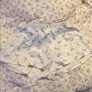 Altar'd State White and Blue Floral Pajama Shorts